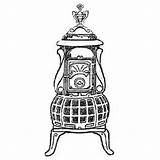 Stove Clipart Wood Vintage Pot Belly Old Cliparts Library sketch template