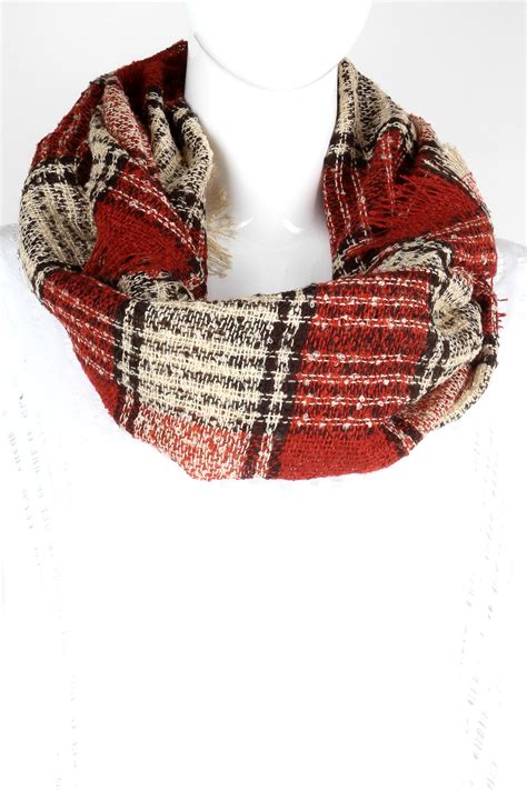 knitted plaid infinity scarf scarves