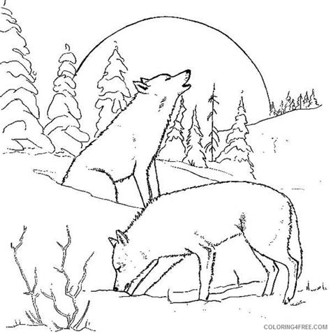 wolf coloring page howling  moon coloringfree coloring home