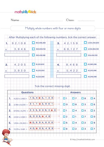 6th grade math multiplication worksheets pdf
