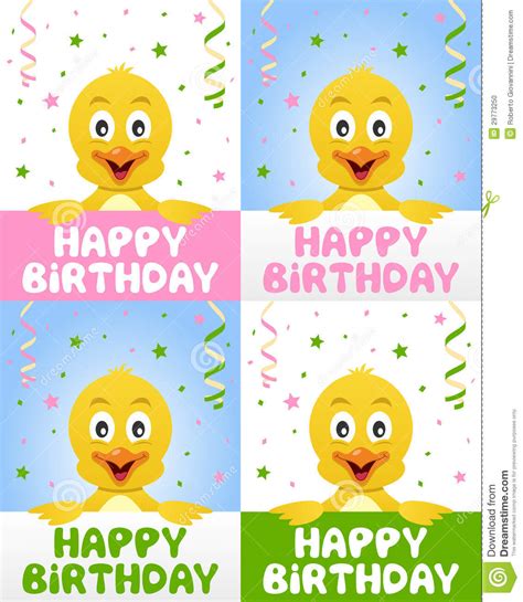 Happy Birthday Cute Chick Stock Vector Illustration Of