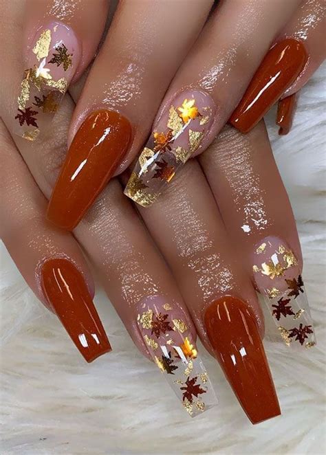 22 Trendy Fall Nail Design Ideas Fall Leaves And Brown Mani Fall