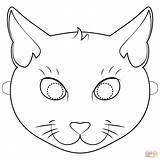 Mask Cat Coloring Pages Printable Cats Masks Halloween Da Animal Kitty Drawing sketch template
