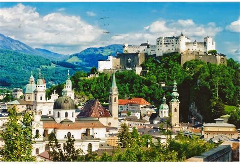 postcards   wall historic centre   city  salzburg austria