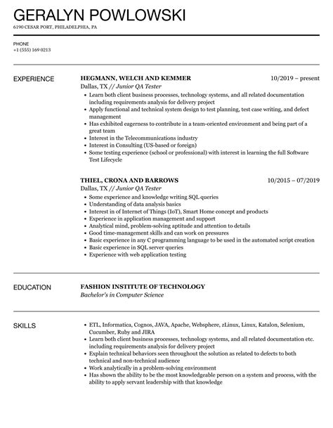 qa resume sample entry level paulaycristinaeventos