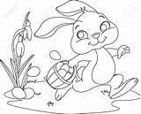 Coloring Easter Bunny Pages Cute Ears Hiding Eggs Kids Print Cartoon Color Colouring Stock Printable Vector Egg Illustration Drawing Bunnies sketch template