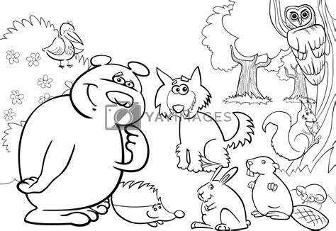 royalty  vector wild forest animals  coloring book  izakowski