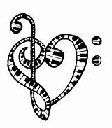 Music Notes Coloring Pages Heart Note Clef Treble Tattoo Bass Symbols Musical Printable Clipart Piano Drawing Symbol Designs Tattoos Cliparts sketch template