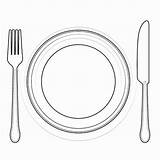 Plate Coloring Template Spoon Fork Clipart sketch template