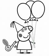 Coloring Peppa Pig Pages Birthday Colouring Colour Popular sketch template