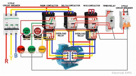 star delta starter connection control wiring motor connection power wiring diagram youtube