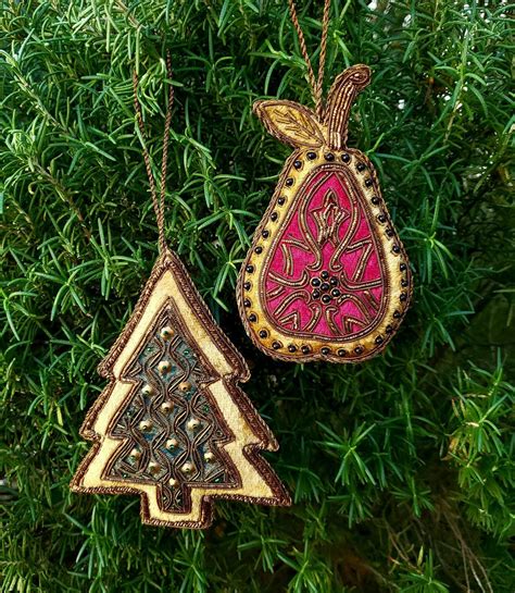 embroidered handmade vintage inspired pear shaped velvet christmas