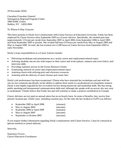 sample letter  employment  canada immigration