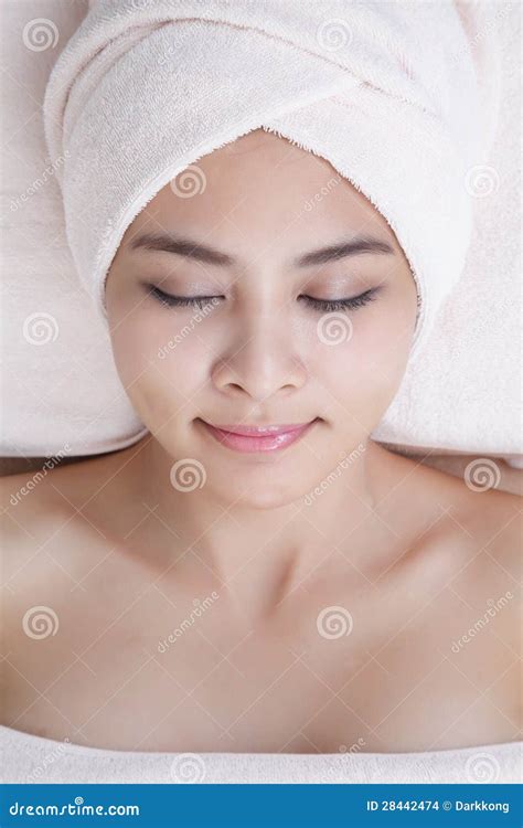 asian girl  spa stock photo image  bath face moisturizer