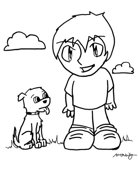 anime coloring pages anime boy  dog coloring page sheets bluebonkers
