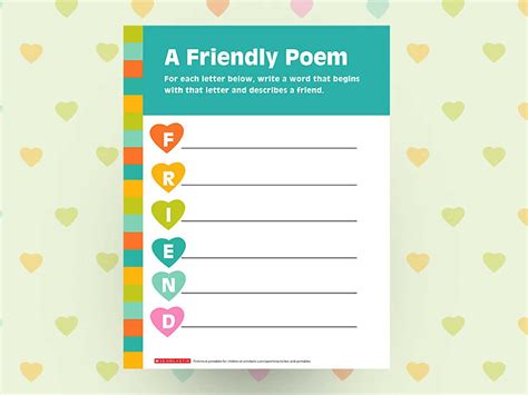 create  friendship poem printable