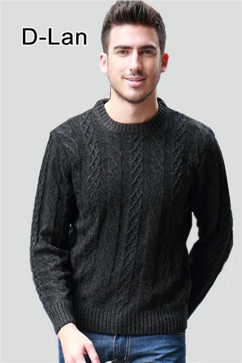 black pullover vintage sweaters men cable knit sweater winter mens stripe pull homme knitted