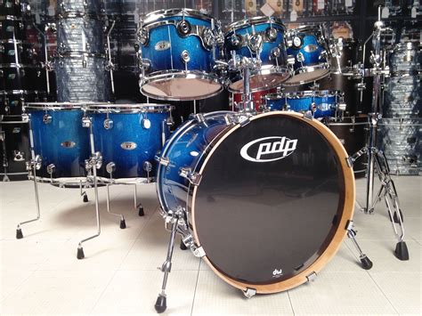 pdp  pc drum set blue sparkle fade lacquer  drum sets