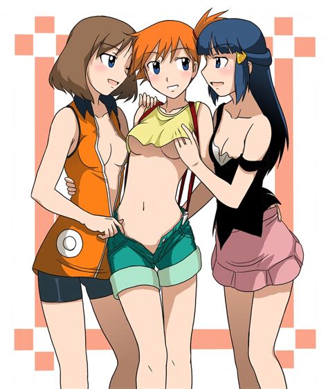dawn may and misty pokemon and 1 more drawn by takaya