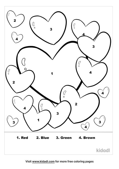 heart color  numbers coloring page coloring page printables
