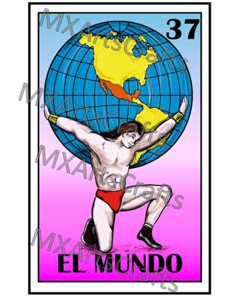 Mexican Loteria El Mundo Loteria Card Mexico Map Print Etsy