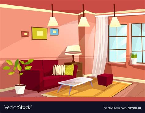 vector cartoon living room interior background template cozy house