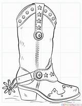Cowboy Boot Boots Coloring Drawing Pages Draw Hat Line Printable Crafts Cowgirl Shoes Template Western Kids Supercoloring Outline Clip Adult sketch template
