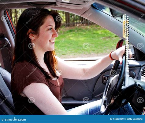 female teen driver stock photo image