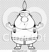 Chubby Shrugging Native American Man Outlined Coloring Clipart Cartoon Vector Cory Thoman sketch template
