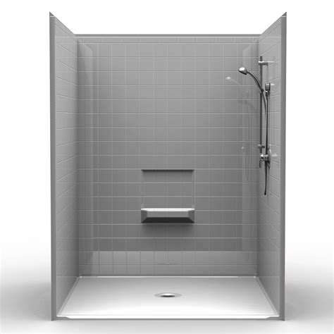4lrs6060b1b four piece 60” x 60” roll in shower 1” threshold center drain orca healthcare