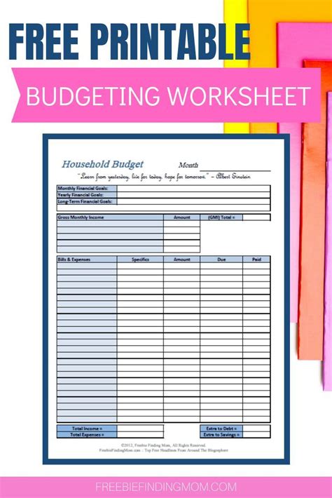 budget worksheets  printable