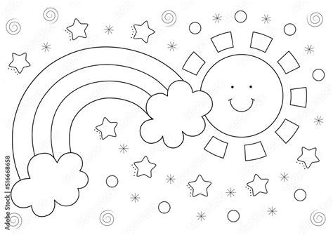 simple coloring page  kids   rainbow   sun cute  easy