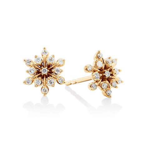 Flower Stud Earrings with 0.20 Carat TW of Diamonds in