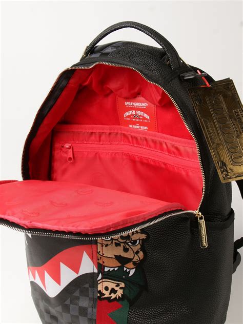 sprayground backpack  vegan leather  patch backpack