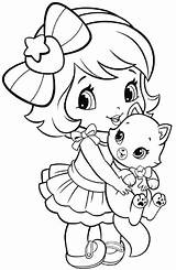 Coloring Girl Pages Kitten Cute Little Girls Choose Board Printable Kids Disney sketch template