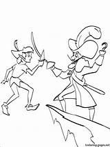 Pan Peter Hook Captain Coloring Pages Drawing Fighting Getdrawings Swords Books Kids sketch template