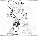 Cobwebs Patient Woman Toonaday Royalty Outline Illustration Cartoon Rf Clip sketch template