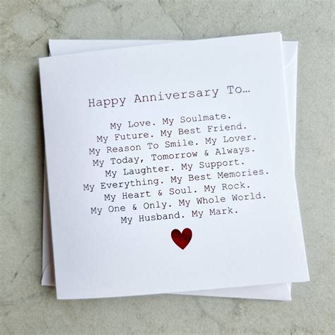 poem husband anniversary card romantic anniversary card  etsy uk