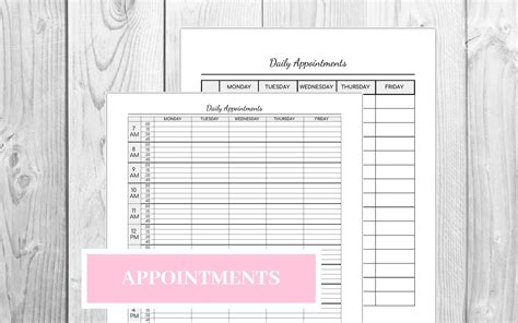 daily appointments printable editable appointment sheet etsy