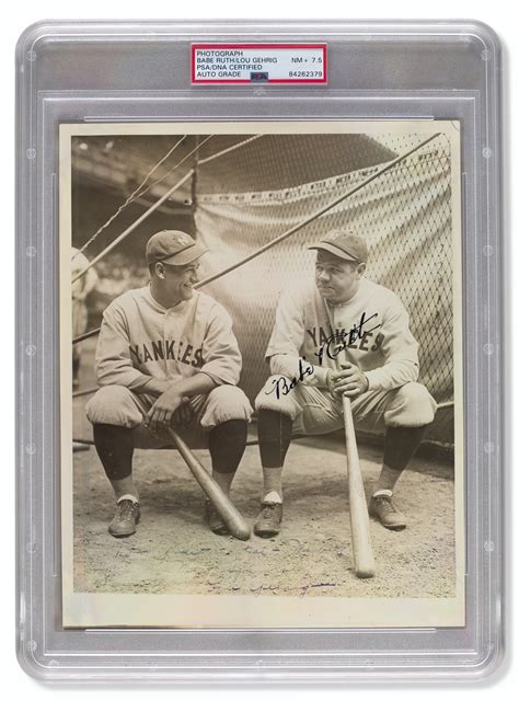 rare babe ruth and lou gehrig autographed photograph by louis van oeyen