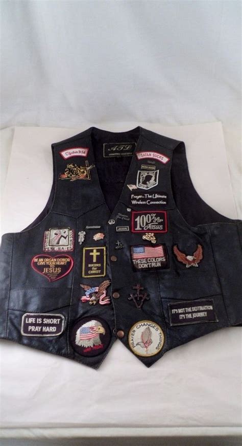 atl leather motorcycle american christian biker mc vest   patches