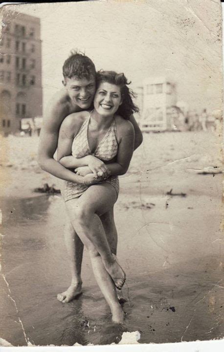 my grandpa posing with a model he met on the beach in san diego ca in the late 1940s early