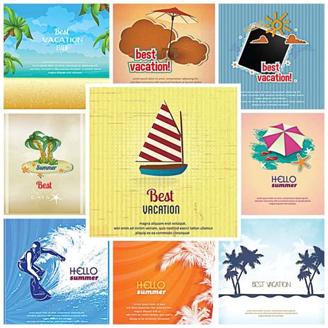 summer vacation best card holiday set vector