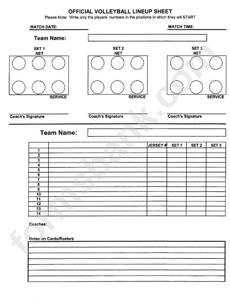 volleyball rotation sheet fill  printable fillable blank
