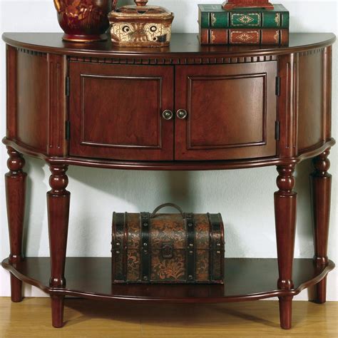 coaster accent tables brown entry table  curved front inlay shelf