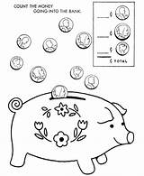 Coloring Pages Bank Money Piggy Kids Printable Animal Play Toy Print Color Coins Count Purse Fun Adults Sheet Educational Wallet sketch template