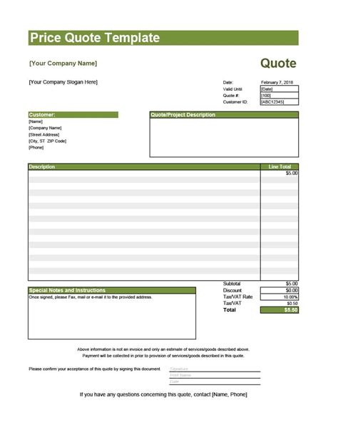quotation format  excel  invoice template ideas
