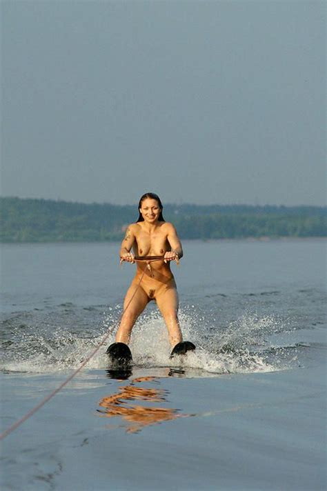 she s naked on water skis having fun nudeshots
