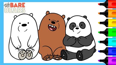 bare bears coloring pages   color  bare bears youtube