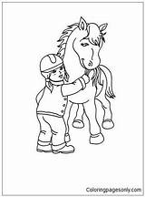 Girl Horse Pages Feeding Coloring sketch template